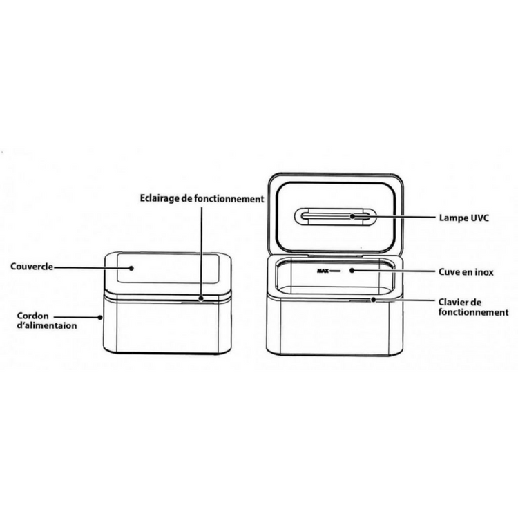 Nettoyeur à ultrason 0.65L avec cuve en inox Emmi-06 UVC 