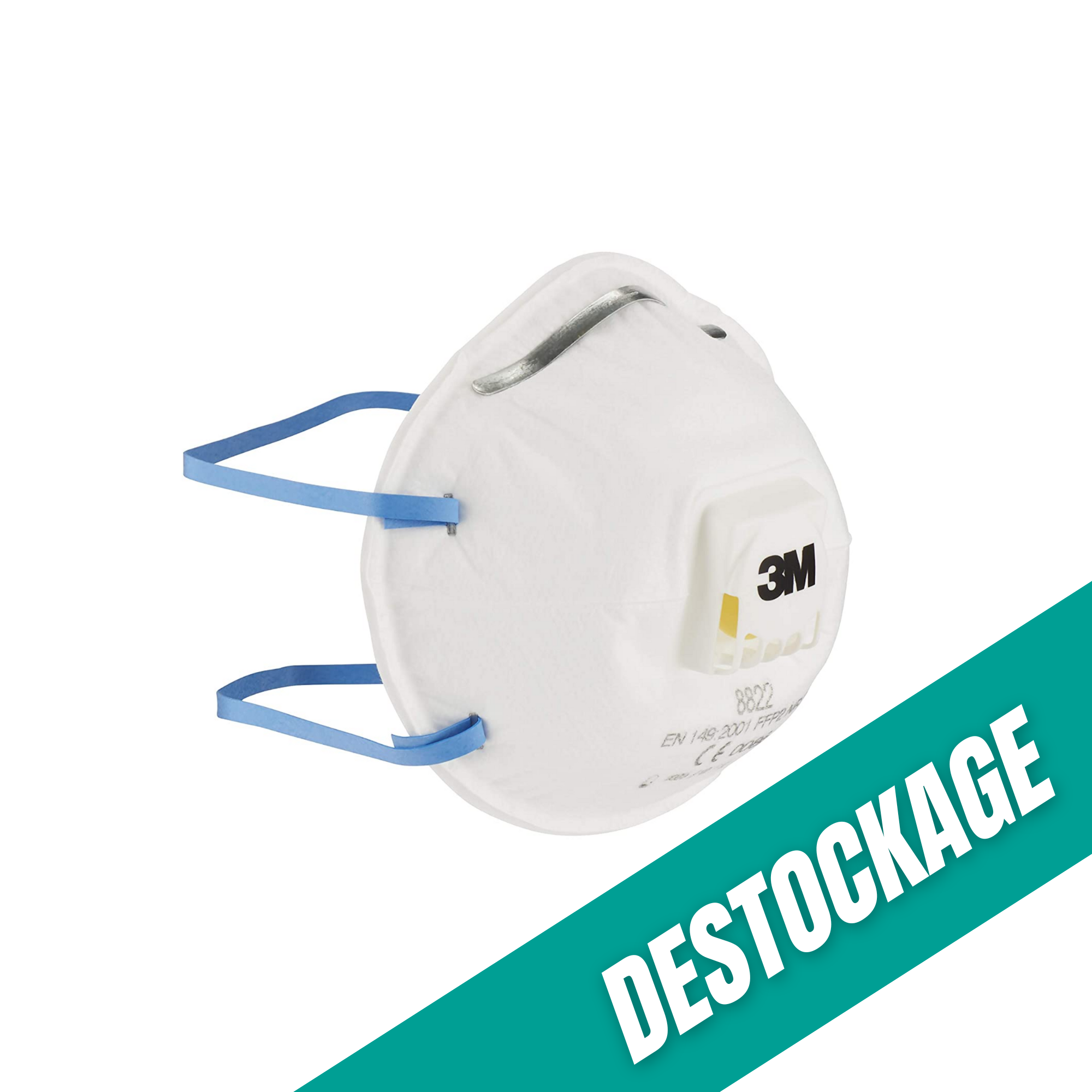 Lot de 3 masques respiratoires filtrant coque avec soupape contre les particules irritantes - 3M 8822 // Destockage 3M