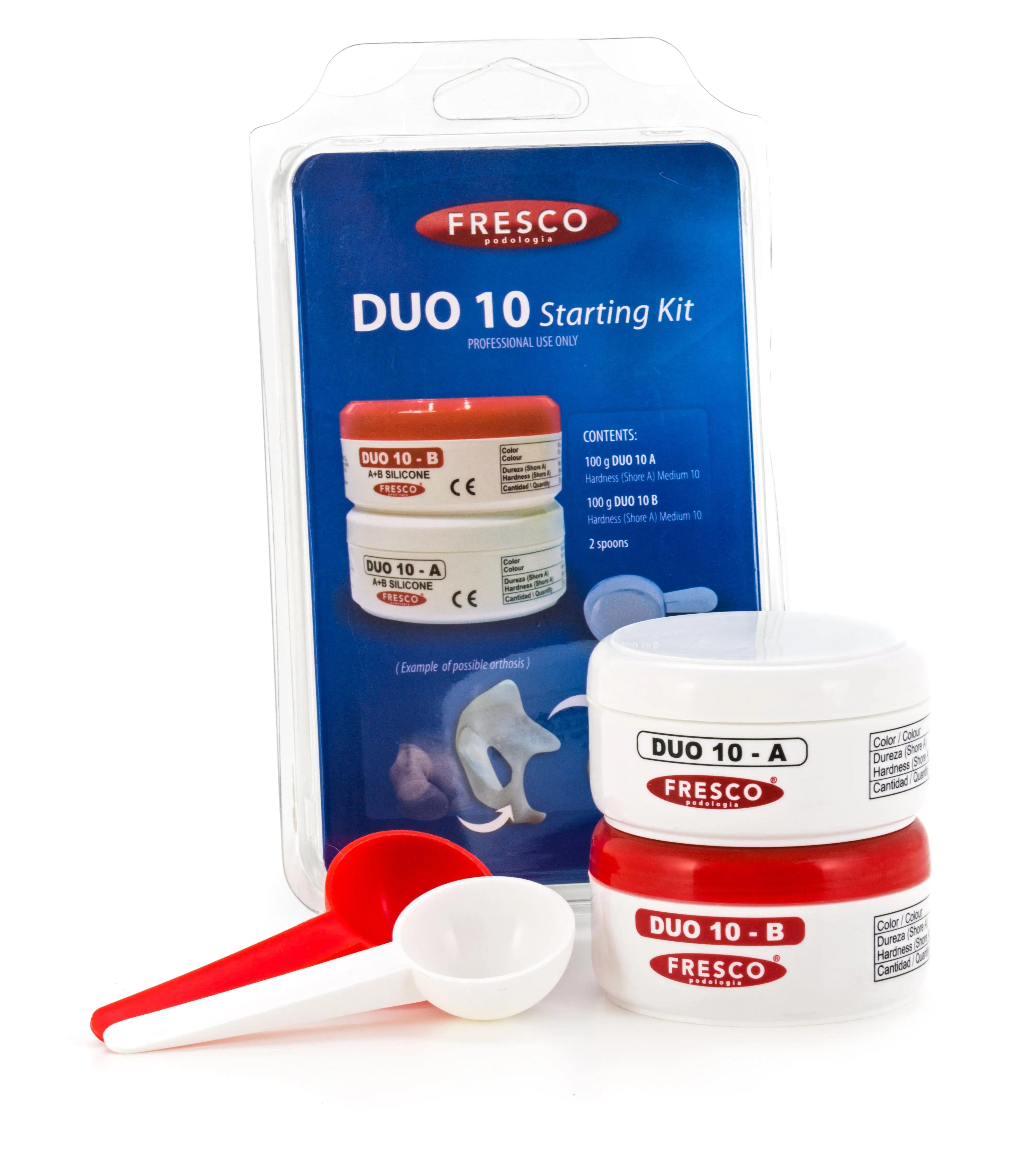 Pack de démarrage - Silicone orthoplastie DUO 10 - A+B Shore moyen A 10 - 2 x 100g - Fresco - My Podologie