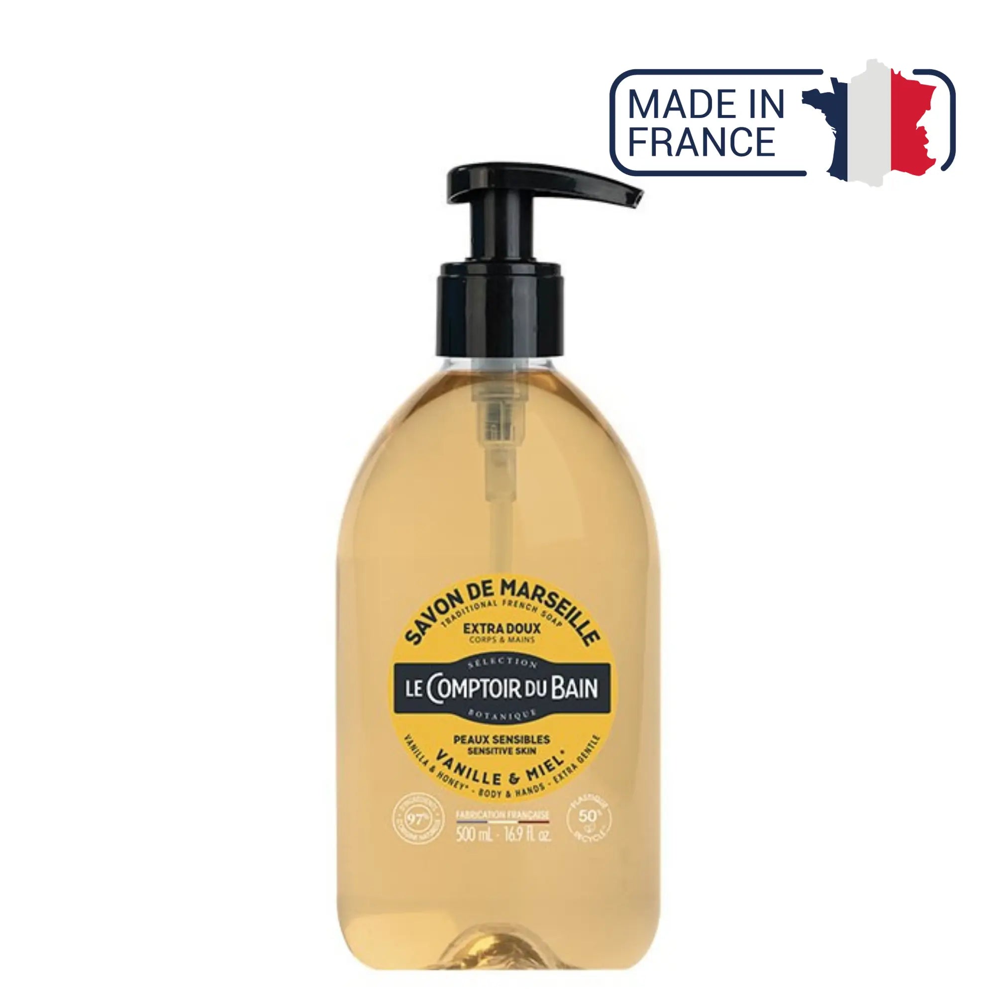 Jabón Líquido de Marsella Vainilla Miel - 500ml - Le Comptoir du Bain